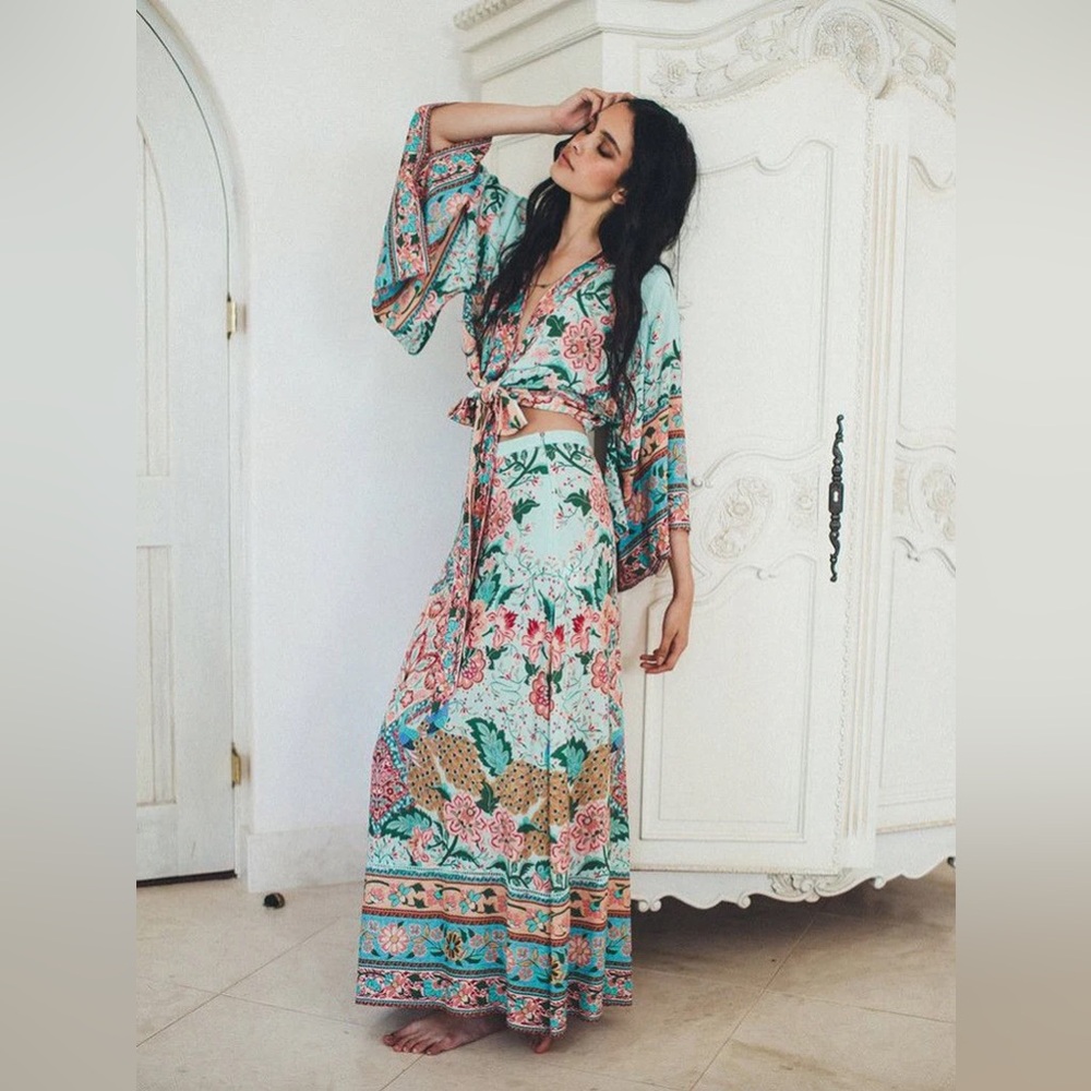 Spell Lotus Teal Skirt Large NWT